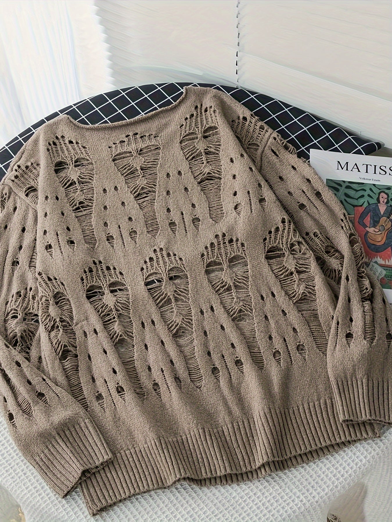 Hearujoy Semi-Transparent Mesh Autumn Sweater - Men's Casual Fashion Turtleneck - Solid Color Hollow Knitted