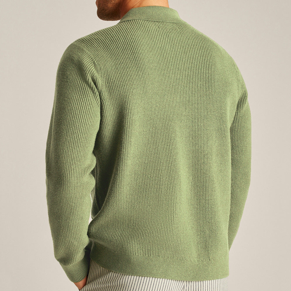 Hearujoy Multi Pocket High-density Knitted Shirt For Men Casual Solid Color Long Sleeve Knit Jackets Autumn Fashion Vintage Sweaters