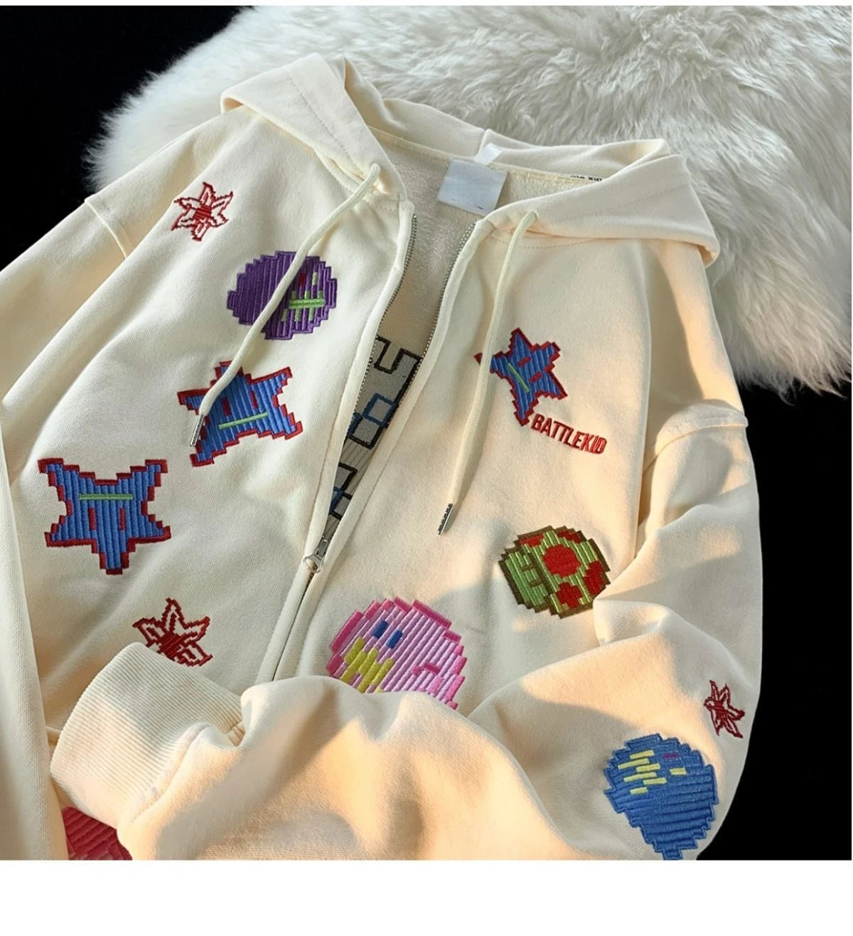 Hearujoy  90s Streetwear 2024 New Kawaii Zip Up Hoodie Women Y2K Oversized Harajuku Star Patchwork Sweatshirt Man Anime Hoodie Jacket Coat Streetwear