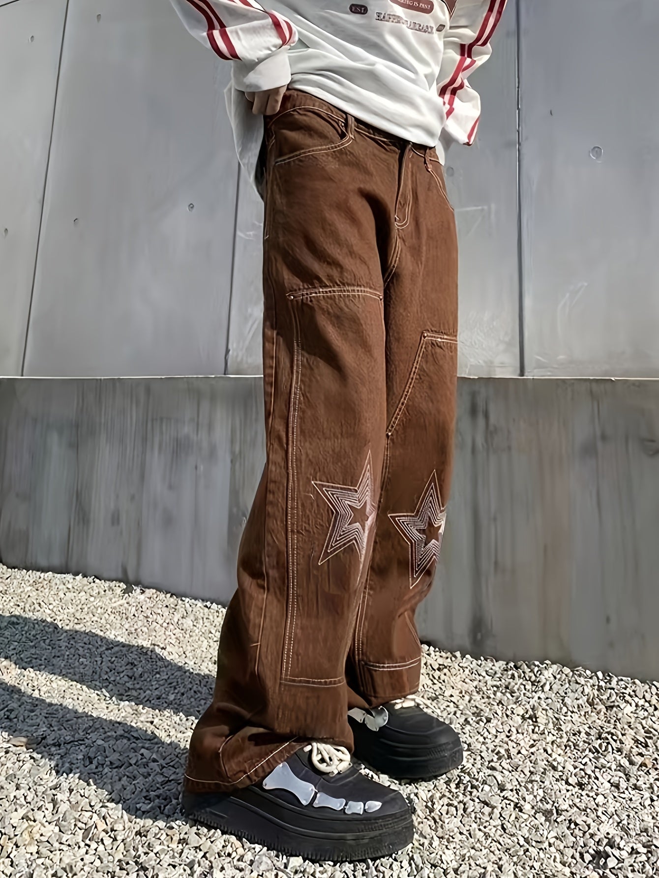 HEARUJOY  -  Five-pointed Star Pattern Loose Casual Trousers, Street Hip-hop Retro Style Fashion Leisure Pants