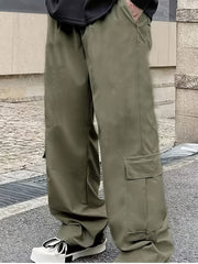 Hearujoy Men's Stylish Solid Color Cargo Pants with Multi-Pocket Design - Durable Nylon, Perfect for Casual Outings & Workwear