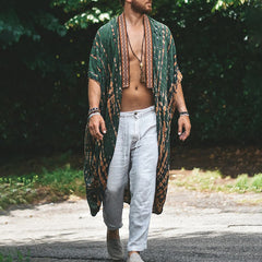 Hearujoy Fashion Shawl  Mens Print Long Shirt Cardigan Summer Hawaiian Beach Sunscreen Cloak Casual Loose Cape Coat Clothing For Men 6XL