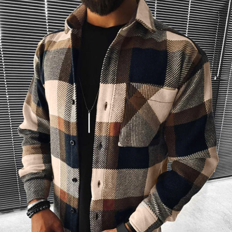 Hearujoy Vintage Men Plaid Shirt Oversize Fashion Loose Long sleeved Cardigan  Tops Spring Autumn Casual Shirts Streetwear For Mens