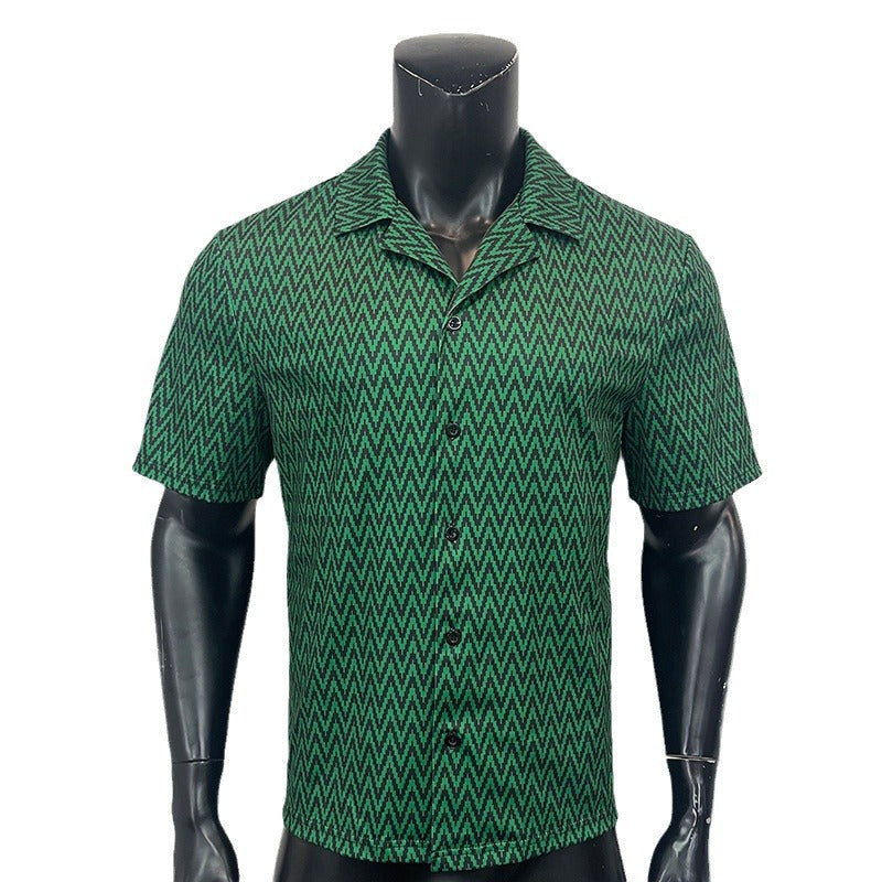 Hearujoy Vintage Diagonal Stripe Print Shirts For Men Fashion Casual Loose Cardigan Tops Summer New  Blouse Shirt Male Streetwear