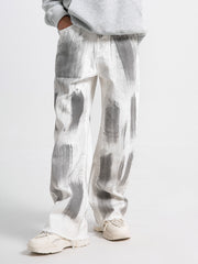 Hearujoy [New Loose Fitting Straight Jeans] Men's Denim New Street Trend Loose Fitting Straight Leg Wide Leg Jeans, Men's American Street Dance Skateboard Design, Casual Pants
