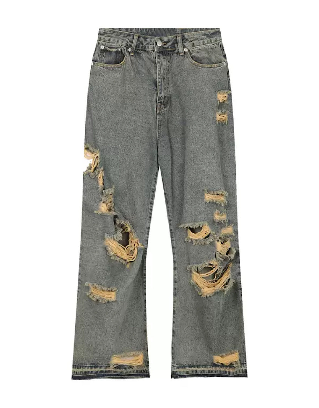 Hearujoy Punk Men's Damage Baggy Jeans