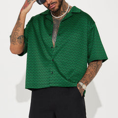 Hearujoy Vintage Diagonal Stripe Print Shirts For Men Fashion Casual Loose Cardigan Tops Summer New  Blouse Shirt Male Streetwear