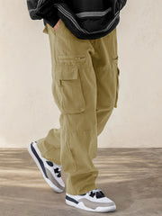 Hearujoy [Multi-Pocket Comfortable Drawstring Pants] Men's Casual Drawstring Pants with Flap Pockets - Comfortable, Stylish Multi-Pocket Design for Hiking & Streetwear