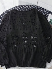 Hearujoy Semi-Transparent Mesh Autumn Sweater - Men's Casual Fashion Turtleneck - Solid Color Hollow Knitted