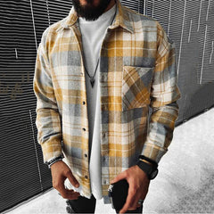 Hearujoy Vintage Men Plaid Shirt Oversize Fashion Loose Long sleeved Cardigan  Tops Spring Autumn Casual Shirts Streetwear For Mens