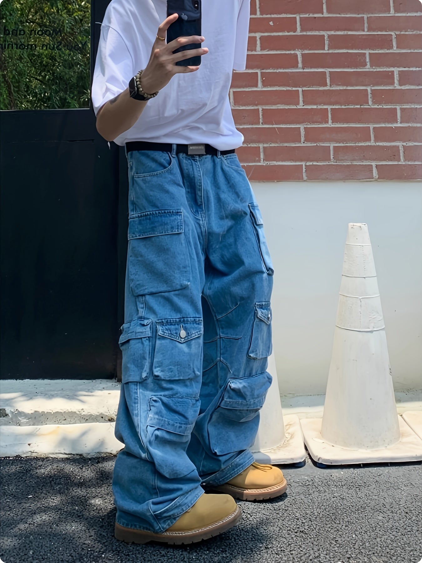 Hearujoy Baggy Cargo Pants For Womens Mens Y2K Loose Low Rise Wide Leg Jeans Harajuku Streetwear Clothes