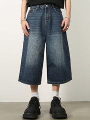 Hearujoy Vintage Oversize Cropped Ripped Baggy Jeans