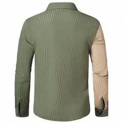 Hearujoy American Vintage Men Patchwork Shirt Pleated Long Sleeved Loose Oversized Top Fall Fashion Casual Cotton Shirts Streetwear