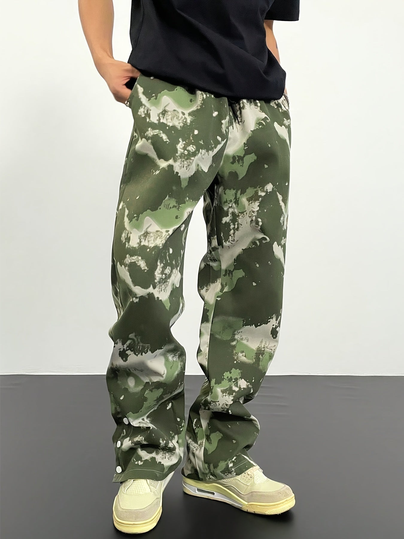 Hearujoy Men's Camouflage Sports Pants, Casual Street Style Athletic Wear, Hip Hop Pants With Pockets