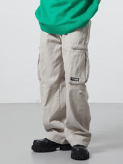 Hearujoy [1pc Men'S Loose-Fit Cargo Pants] Men'S Loose-Fit Cargo Pants, Polyester Solid Color Street Style, Regular Length, Non-Stretch Woven Fabric, with Multiple Pockets for All-Season Casual Wear