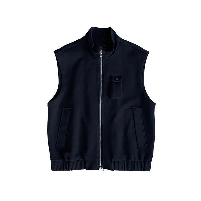 Hearujoy Oversized Men's Vest Double zipper Stand Collar Sleeveless Tank Tops Coat American INS Trendy High Street Loose Casual Waistcoat