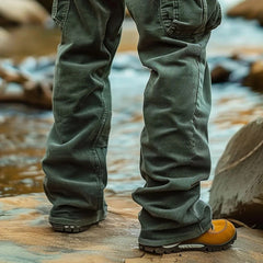 Hearujoy American Vintage Corduroy Pants For Men Foot Elastic Windproof Design Big Pocket Cargo Pant  Autumn Winter Casual Loose Trousers