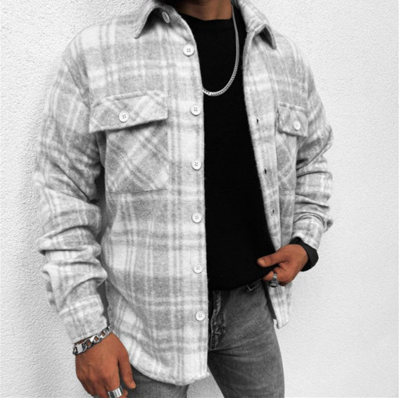Hearujoy Vintage Men Plaid Shirt Oversize Fashion Loose Long sleeved Cardigan  Tops Spring Autumn Casual Shirts Streetwear For Mens