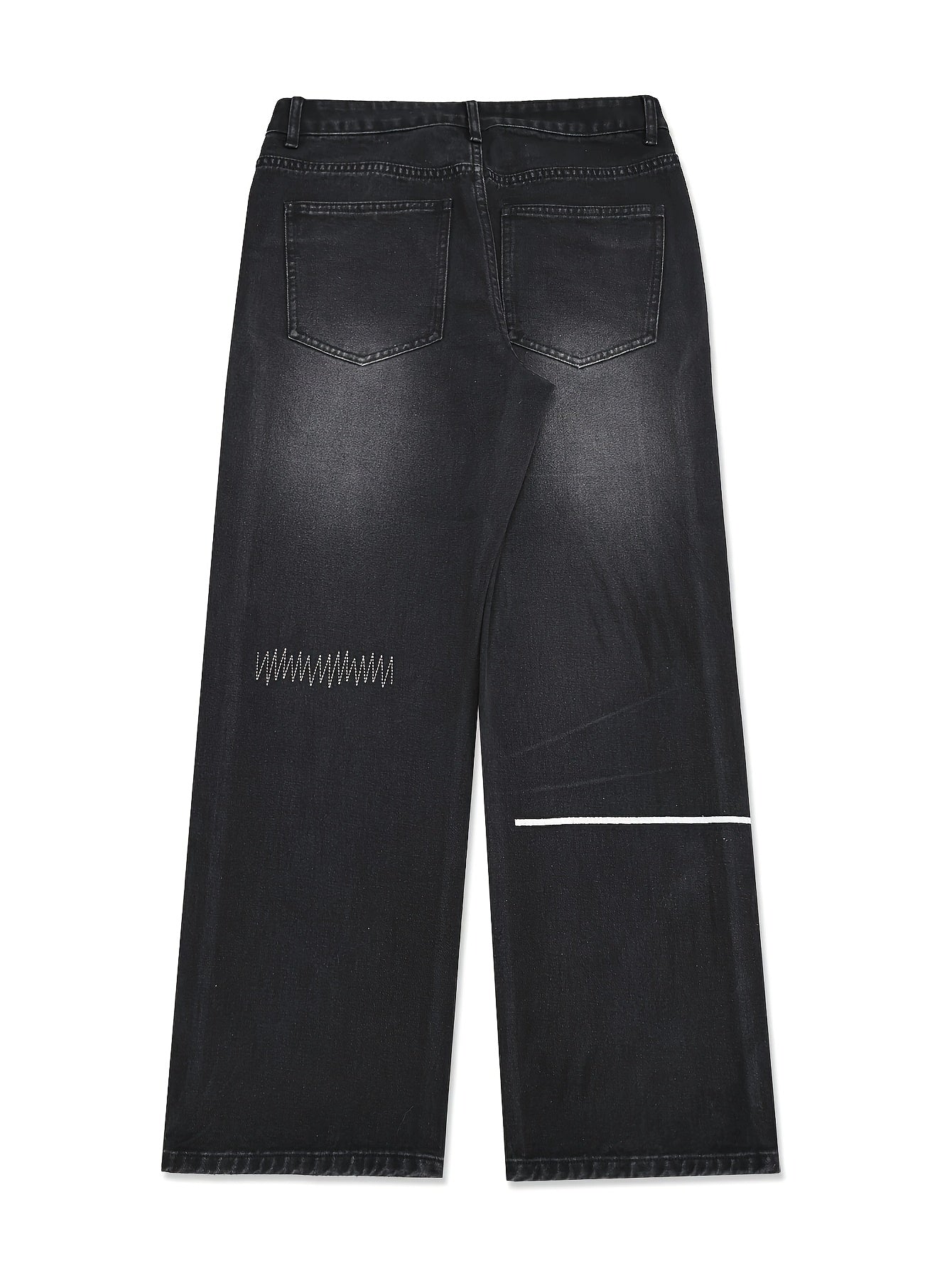 Hearujoy Men'S Street Style Fashion Loose Wide Leg Pants, Viscose Blend (70% Viscose, 30% Polyester), Solid Color, All-Season Knit Fabric, Mid Waist with Zipper Fly, Regular Length, Casual Weekend Wear