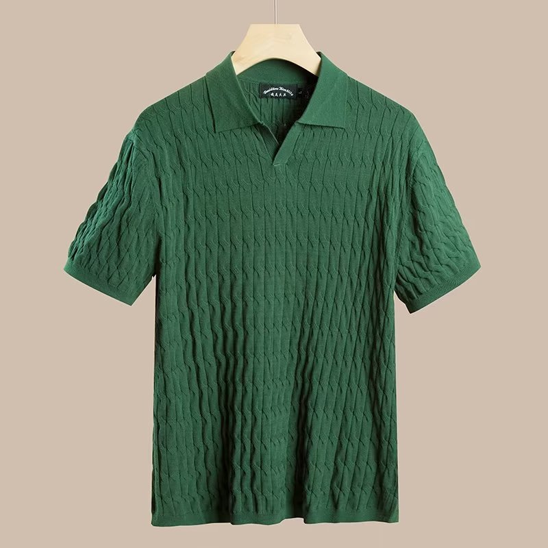 Hearujoy New Fashion Knit Polo Shirts Men Korean Style Slim Fit  Solid Short Sleeve Top Summer Trend Premium Polos Tshitrt  For Mens