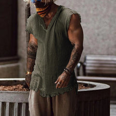 Hearujoy Vintage Tassels T-shirt Top Men Sleeveless V-Neck Loose Tank Blouse Summer Newest Male Fashion Waistcoat Tshirt Vest Streetwear