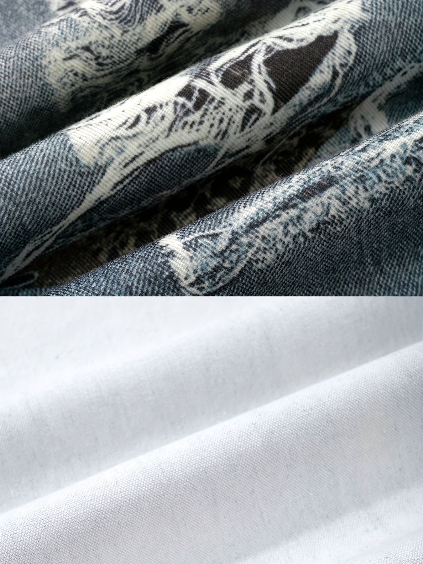 Hearujoy Men's Fashion Distressed Print Jeans - Loose Fit, Mid Waist, Polyester Non-Stretch Fabric, with Pockets, Zipper Fly, for Daily Casual Wear