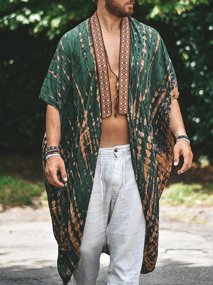 Hearujoy Fashion Shawl  Mens Print Long Shirt Cardigan Summer Hawaiian Beach Sunscreen Cloak Casual Loose Cape Coat Clothing For Men 6XL