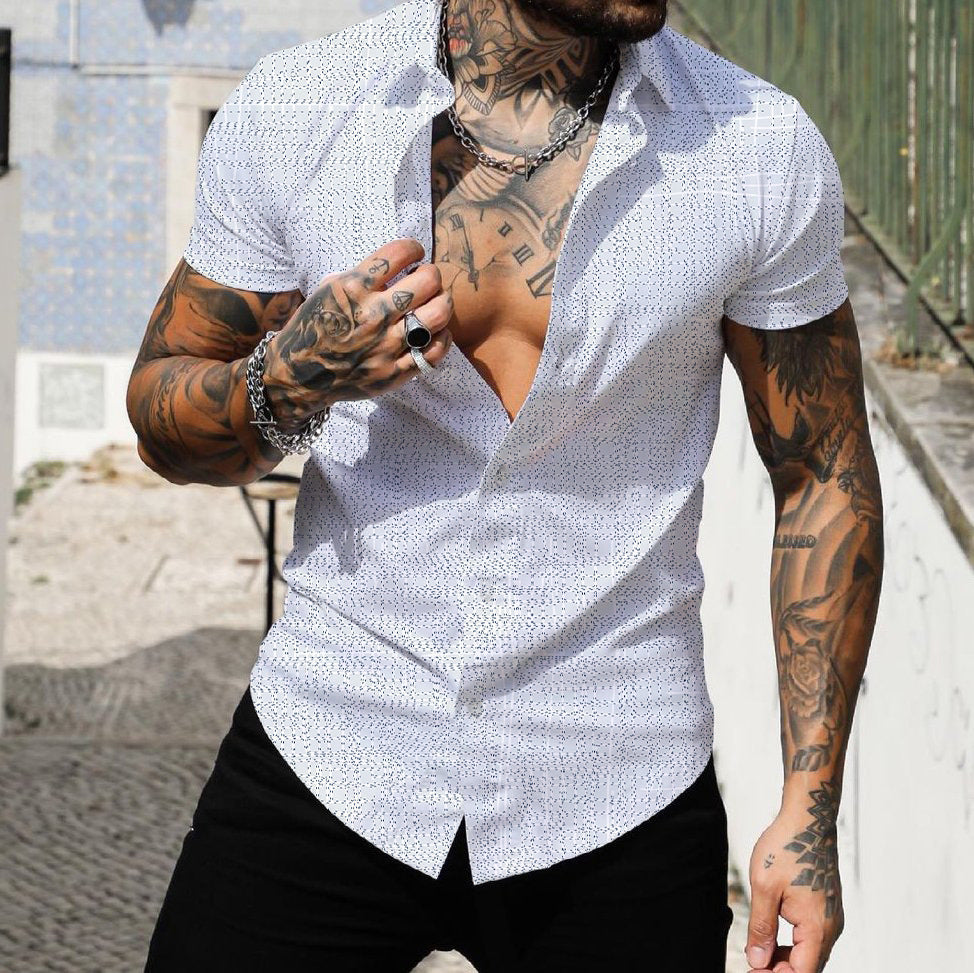 Hearujoy 3D Digital Geometric Tropical Print Shirt Men Short sleeve Lapel Casual Top Summer New Fashion Vintage Shirts Clothing Male