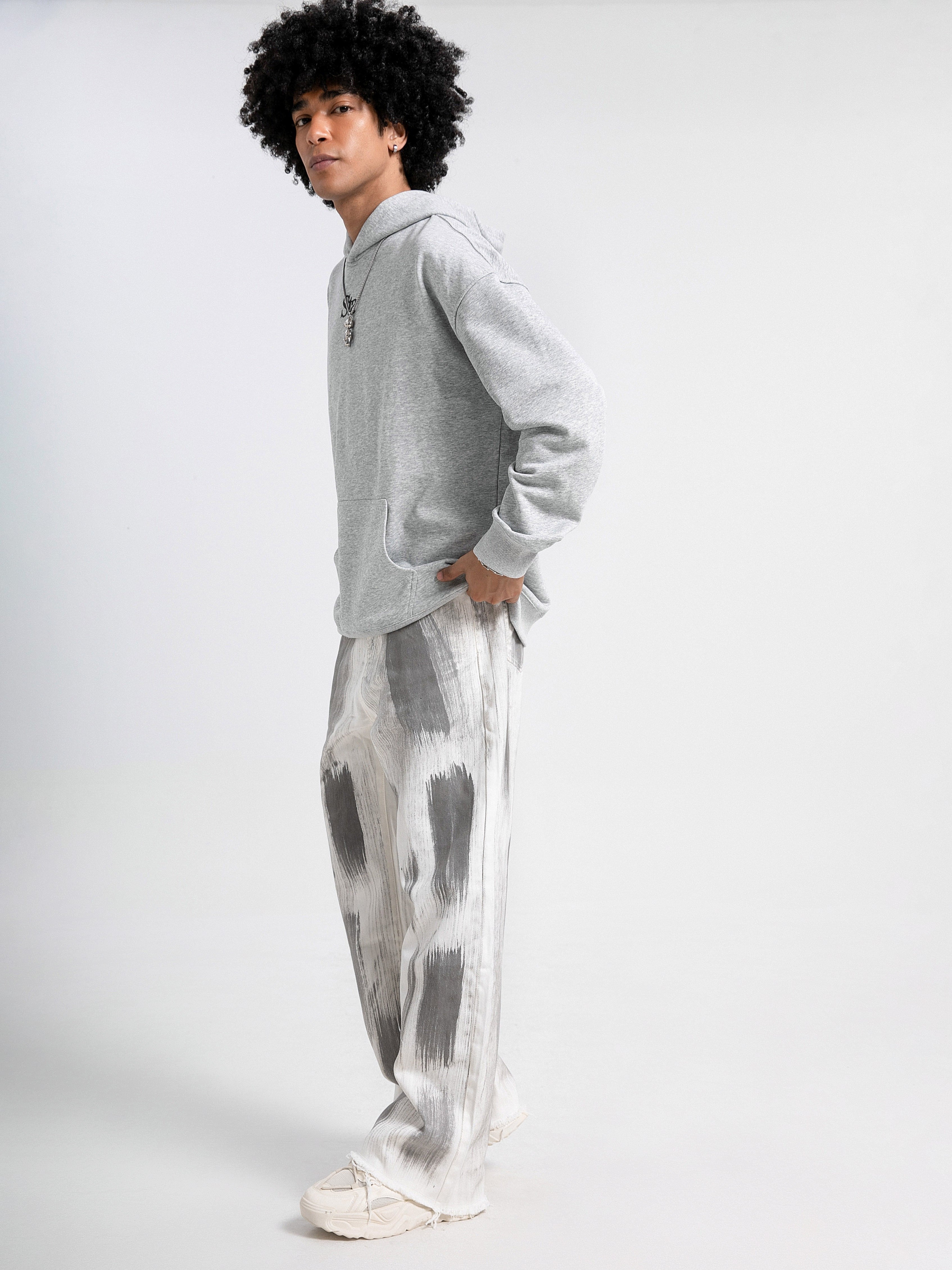 Hearujoy [New Loose Fitting Straight Jeans] Men's Denim New Street Trend Loose Fitting Straight Leg Wide Leg Jeans, Men's American Street Dance Skateboard Design, Casual Pants