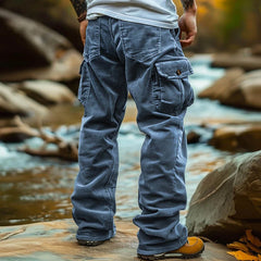 Hearujoy American Vintage Corduroy Pants For Men Foot Elastic Windproof Design Big Pocket Cargo Pant  Autumn Winter Casual Loose Trousers