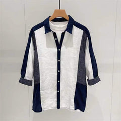 Hearujoy Fashion Patchwork Cotton Linen Shirts For Men Half sleeve Turn-down Collar Loose Tops Summer Vintage Casual Shirt Streetwear