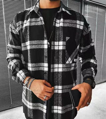 Hearujoy Vintage Men Plaid Shirt Oversize Fashion Loose Long sleeved Cardigan  Tops Spring Autumn Casual Shirts Streetwear For Mens