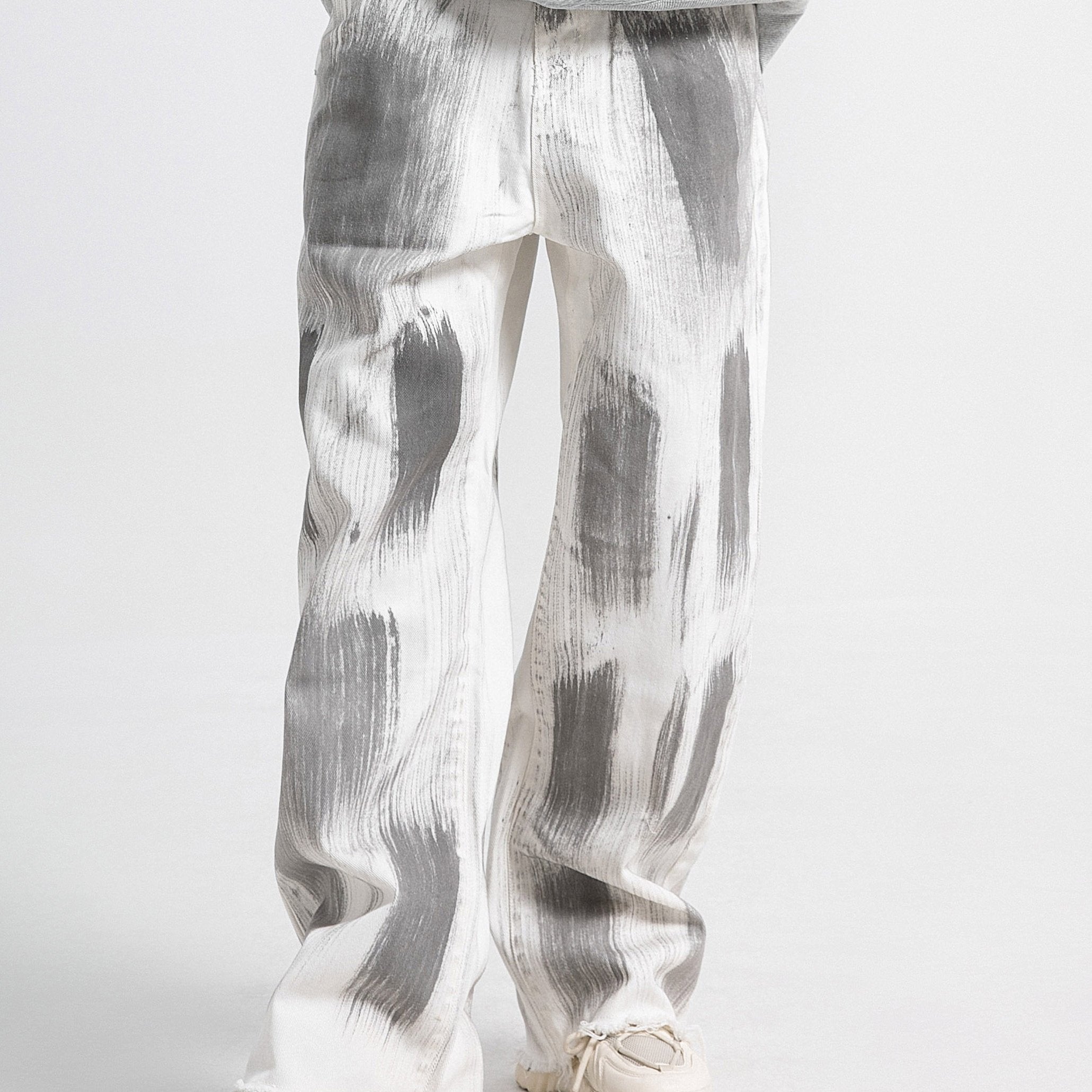 Hearujoy [New Loose Fitting Straight Jeans] Men's Denim New Street Trend Loose Fitting Straight Leg Wide Leg Jeans, Men's American Street Dance Skateboard Design, Casual Pants