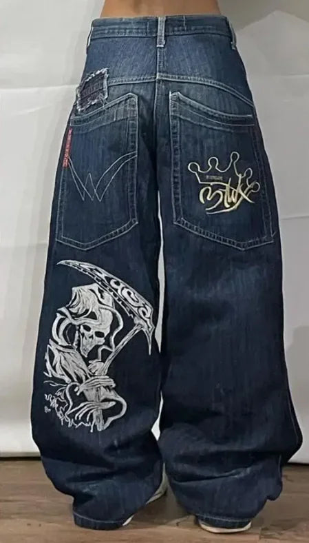 Hearujoy  Y2K Fashion American Baggy Jeans Oversized Pattern Printed High Waist Wide-leg Pants Harajuku Women Casual Slacks Streetwear