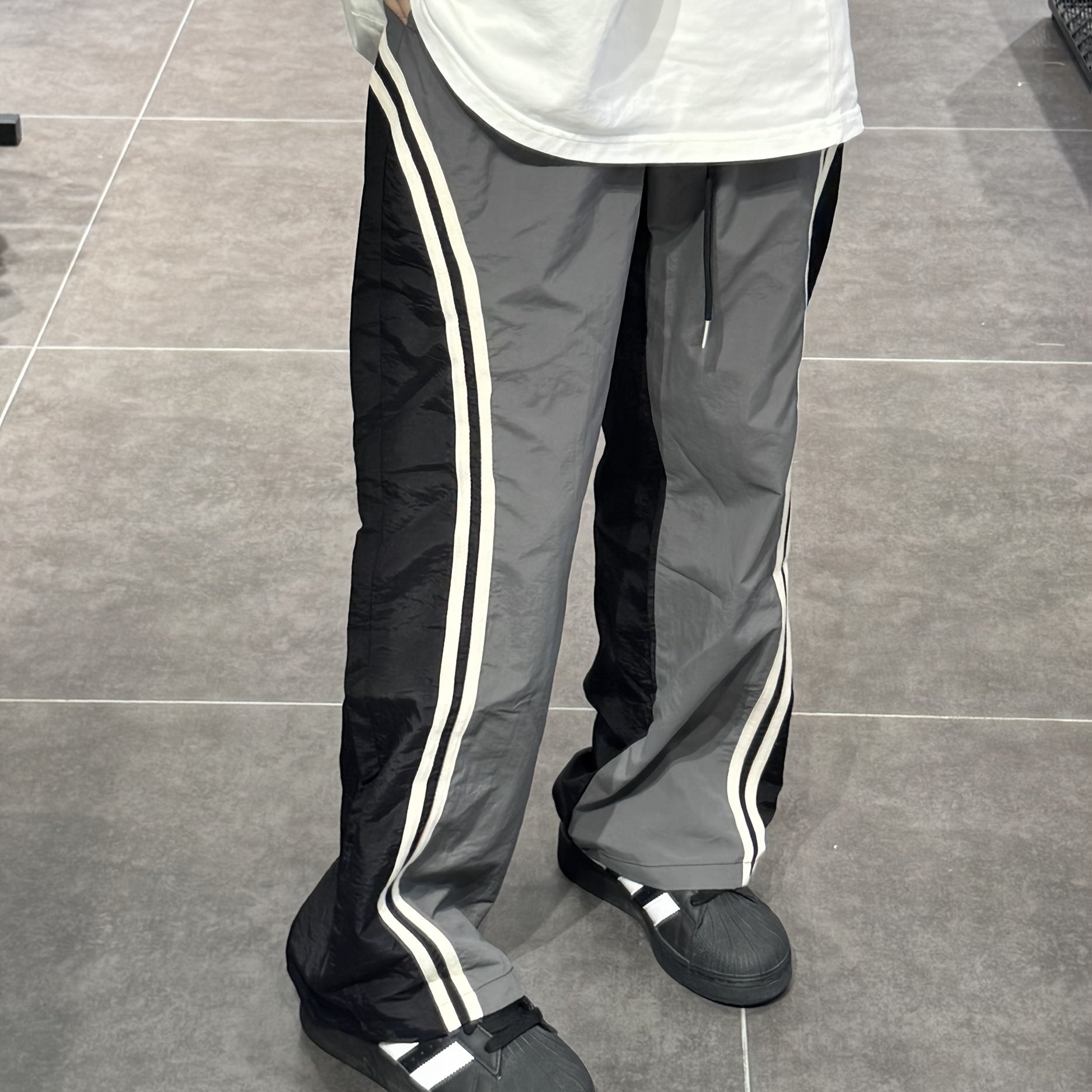 Hearujoy Loose Fit Polyester Mid-Length Men's Color Block Casual Joggers - Non-Stretch Fabric for Spring