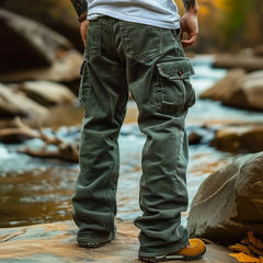 Hearujoy American Vintage Corduroy Pants For Men Foot Elastic Windproof Design Big Pocket Cargo Pant  Autumn Winter Casual Loose Trousers