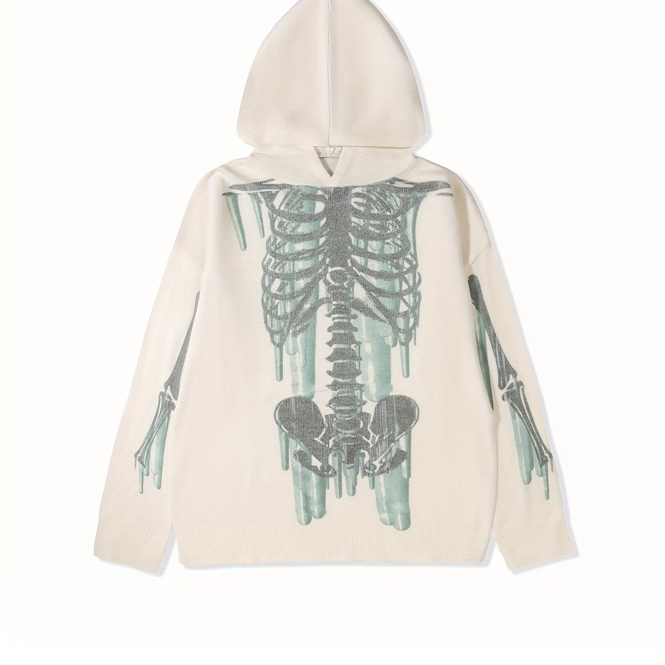 Hearujoy Unisex Halloween Skeleton Hoodie, Casual Knit Sweatshirt, Fall/Winter Fashion, Loose Fit, Medium Stretch, Viscose 50%, Polyester 25%, Polyamide 25%, Abstract Hooded Pullover