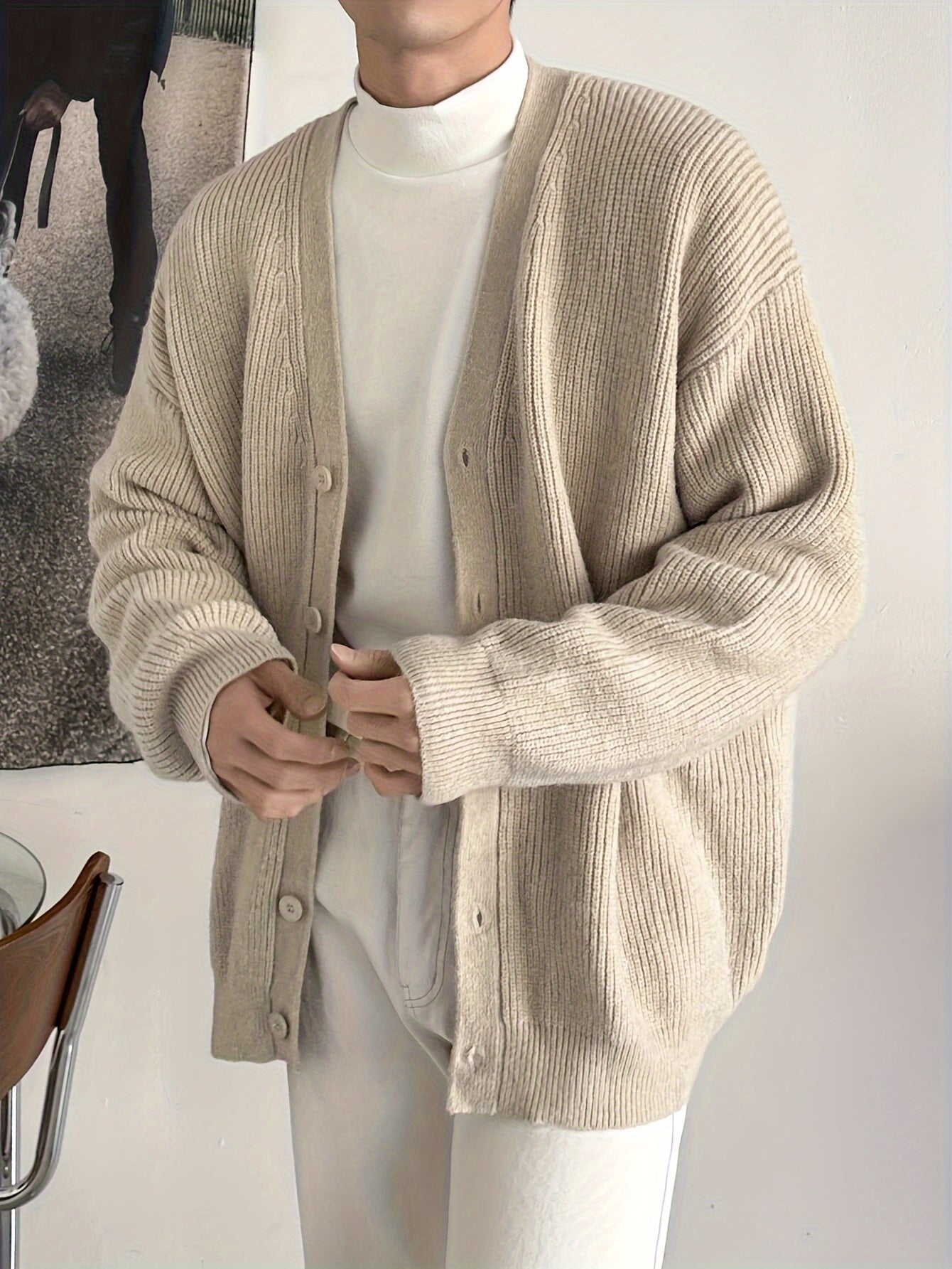 Hearujoy Loose Fit Solid-Colored Knitted Top - Simple, Perfect for Spring and Autumn