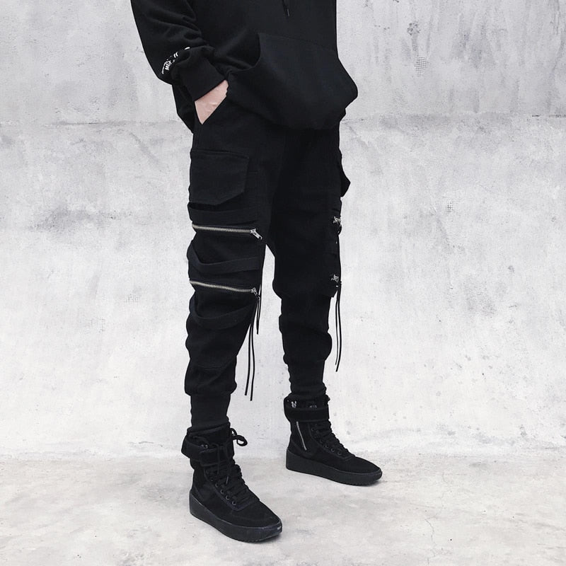 Hearujoy Harajuku Streetwear Joggers Pants Men Fashion Autumn Pencil Pants Hip Hop Elastic Waist Ribbon Trousers Male GY81