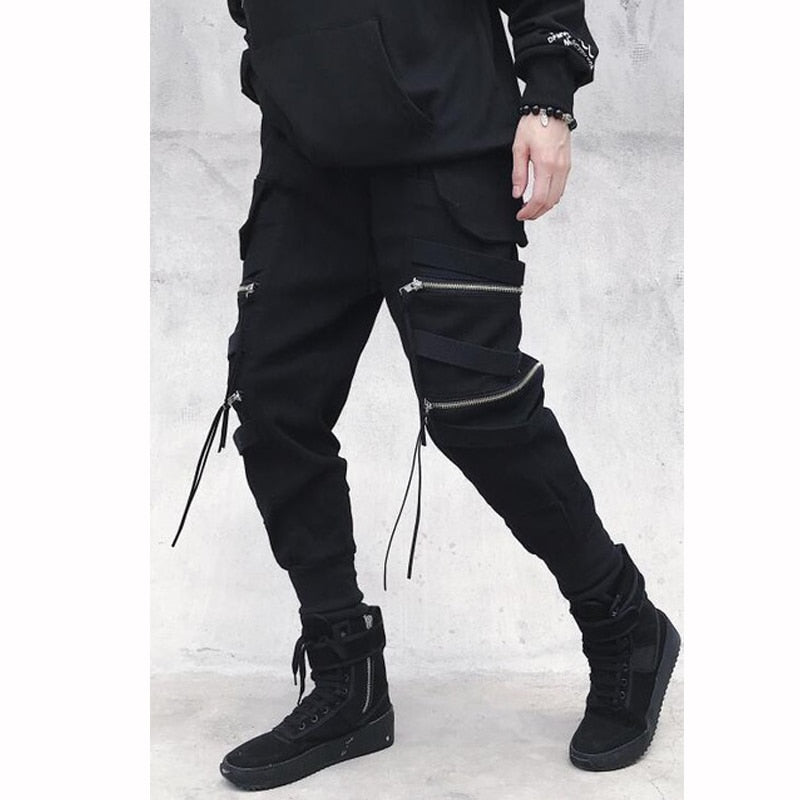 Hearujoy Harajuku Streetwear Joggers Pants Men Fashion Autumn Pencil Pants Hip Hop Elastic Waist Ribbon Trousers Male GY81