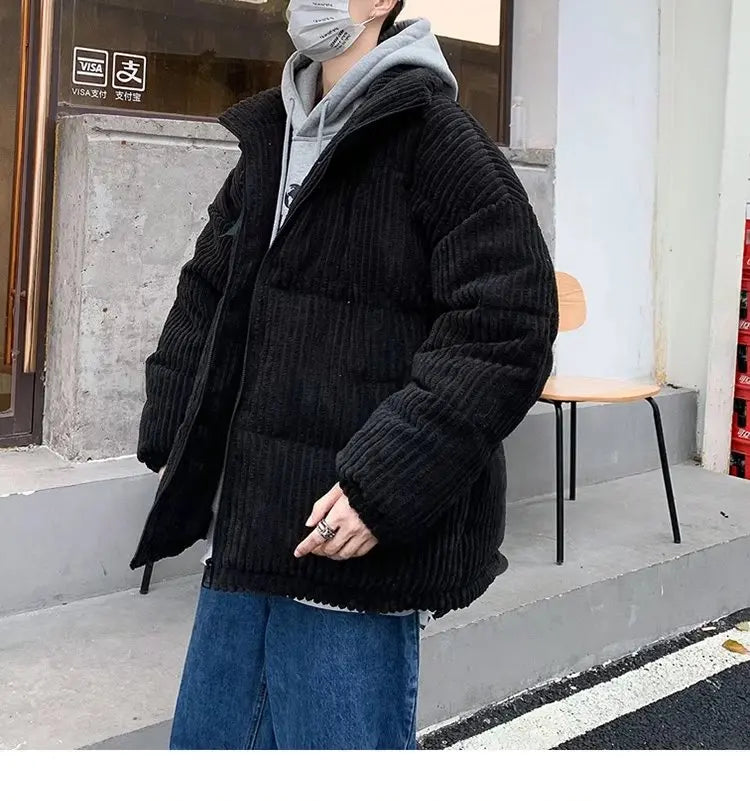 HEARUJOY  -  Winter Jacket Men Parkas Thicken Warm Coat Stand Collar Oversize Parkas Korean Style Male Padded Coat Warm Jackets Harajuku