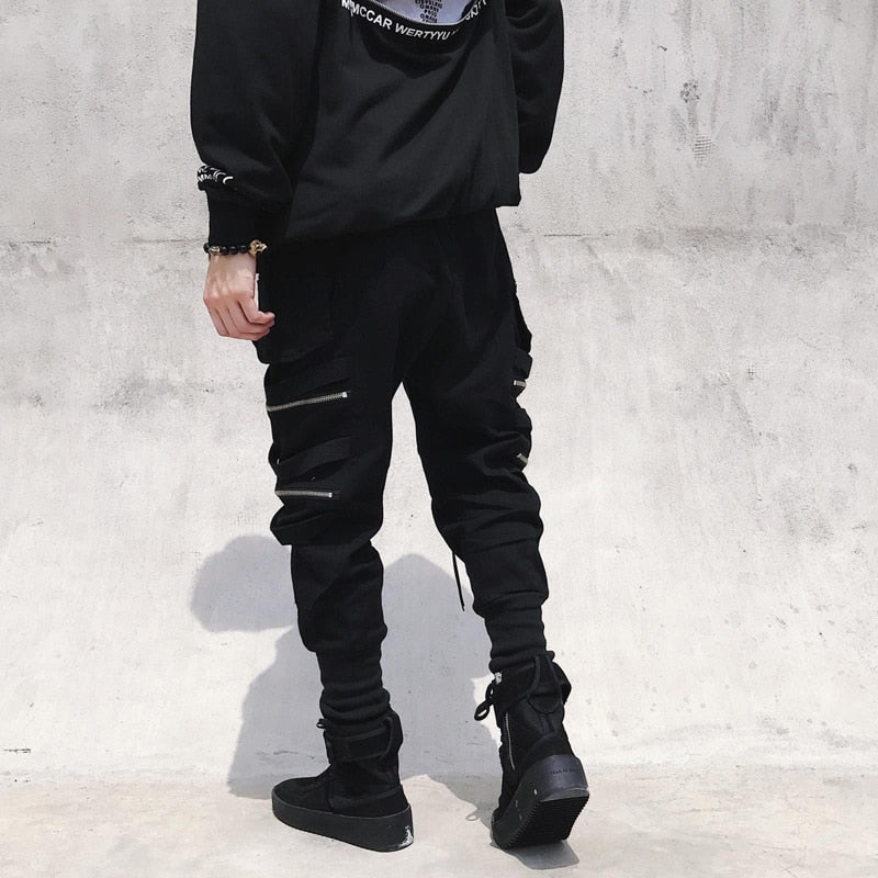 Hearujoy Harajuku Streetwear Joggers Pants Men Fashion Autumn Pencil Pants Hip Hop Elastic Waist Ribbon Trousers Male GY81