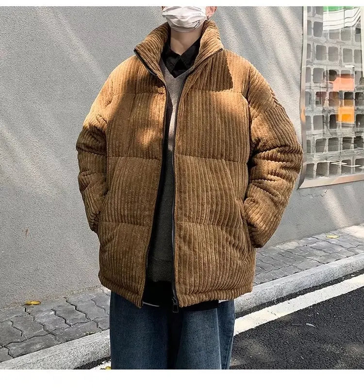 HEARUJOY  -  Winter Jacket Men Parkas Thicken Warm Coat Stand Collar Oversize Parkas Korean Style Male Padded Coat Warm Jackets Harajuku