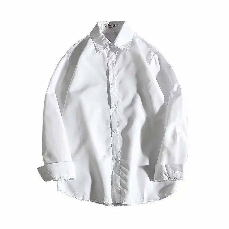 Hearujoy Korean Fashion Four Seasons Ice Silk Men Shirt High Quality Button Long Sleeve Casual Solid Color Loose Men's Dress Shirt