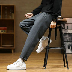 Hearujoy Autumn/Winter Woolen Pants Men warm Fashion Retro Multicolor Casual Pants Mens Streetwear Loose Korean Straight Trousers Mens