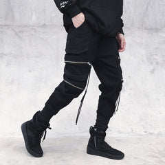 Hearujoy Harajuku Streetwear Joggers Pants Men Fashion Autumn Pencil Pants Hip Hop Elastic Waist Ribbon Trousers Male GY81