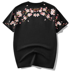 HEARUJOY  -  Embroidery T Shirt Men Women Flower Loose Casual T Shirt Summer Cotton Hip Hop Tee Tops Short Sleeve Male Harajuku Streetwear