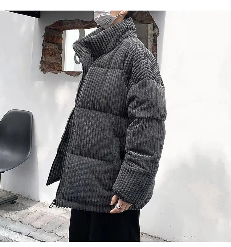 HEARUJOY  -  Winter Jacket Men Parkas Thicken Warm Coat Stand Collar Oversize Parkas Korean Style Male Padded Coat Warm Jackets Harajuku
