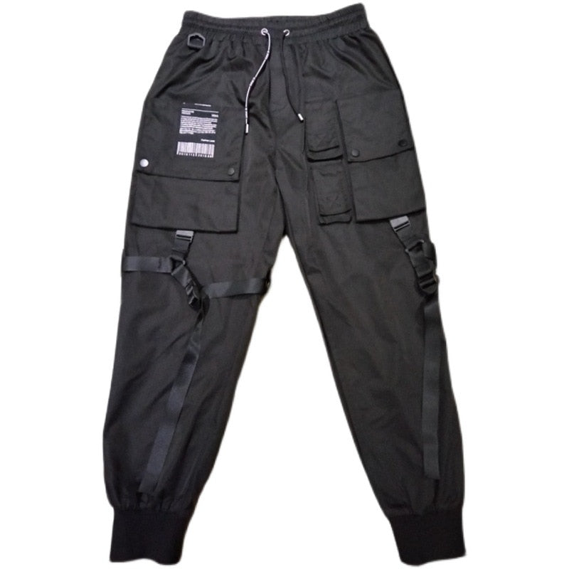 Hearujoy Tactical Functional Cargo Pants Joggers Men Black Elastic Waist Trousers Hip Hop Streetwear Multi-pocket Pants Techwear WB372