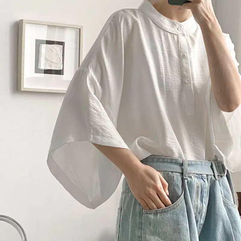 Hearujoy Summer Oversize Shirt Men's Fashion Black White Casual Shirt Men Streetwear Korean Loose Short Sleeve Shirts Mens Pullover Shirt